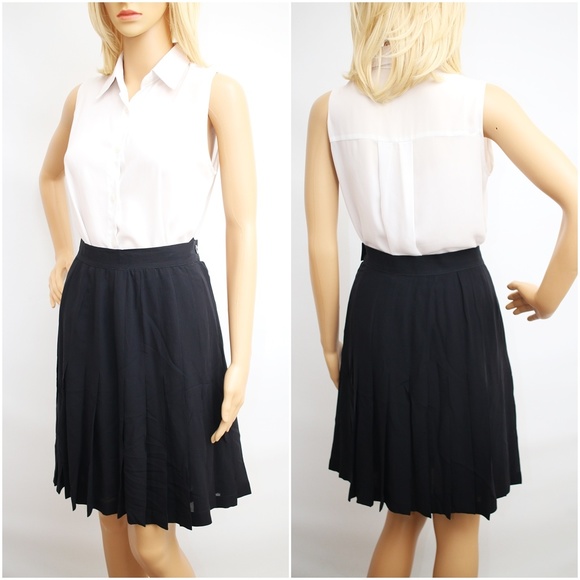 NEW Escada 100% Silk Black Pleated Skirt M - Picture 5 of 8